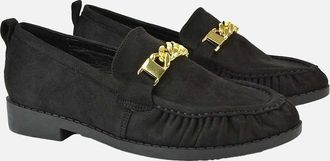 XY London Womens XY London Womens/Ladies Heidi Chain Detail Ruched Loafers - Black - Size: 8