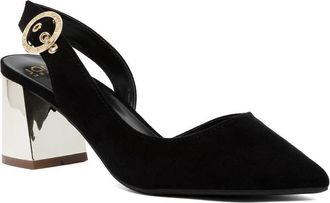 Jones New York Womens Patent Slingback Heeled Sandals | Block Heel Dress Shoes with Buckle | Open-Toe/Closed-Toe Elegant & Comfortable Footwear for Formal Events, Pa