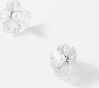 Simons Womens Metallic floral earrings