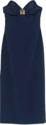 Elisabetta Franchi Abito midi in crêpe con fiocco - Blu