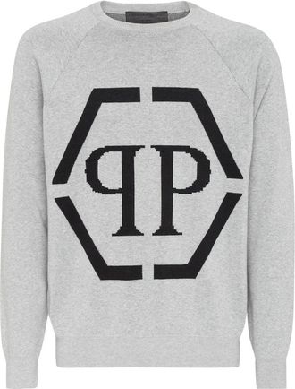 Philipp Plein Heren, Truien, Grijs, Maat: 3XL Katoen