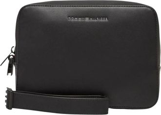 Tommy Hilfiger Zwarte Polyurethaan Tas met Ritssluiting - Heren - Toilettassen - Zwart - ONE Size - Tassen