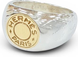 Herm&egrave;s Gold Silver Gold (18K) Silver 925 Band Ring (Pre-Owned)
