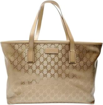 Gucci Pre-owned Tote Bags, female, Beige, Size: ONE SIZE Pre-owned GG Imprim&eacute; Tote Bag