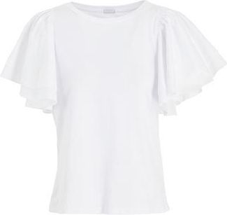 8 by YOOX ORGANIC COTTON RUFFLED SLEEVE TOP