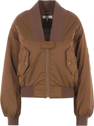 Chloé Bomber con zip - Marrone