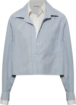 Acne Studios Gelaagde Gestreepte Blouse - Dames - Overhemden - Blauw - XS - Katoen - Overhemden