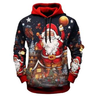 Generic Christmas Hoodie Mens Funny Christmas Hoodie with Santa Print Christmas Jumper with Hood Christmas Hooded Sweatshirt Winter Christmas Hoodie Xmas Hood