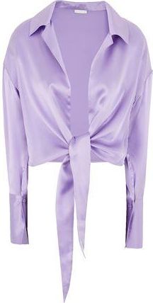 8 by YOOX SILK SATIN FRONT KNOT BLOUSE