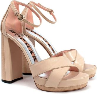 Rochas Nude Leather Platform Heels Size 38.5