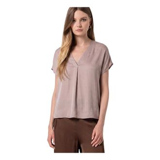 Fracomina Blusa de Corte Regular en Sat&eacute;n - Blouses & Shirts - Mujer - Rosa - XL