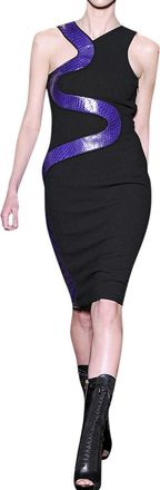 Versace Snakeskin-Panel Black Wool Dress Size S