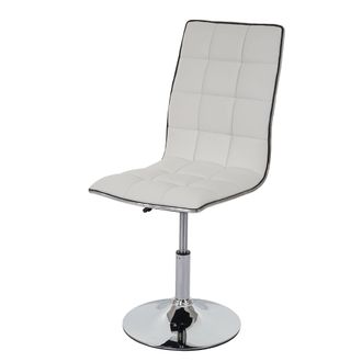Hhg Silla De Comedor Hhg-272, Silla De Cocina, Giratoria Regulable En Altura, Polipiel, Blanco