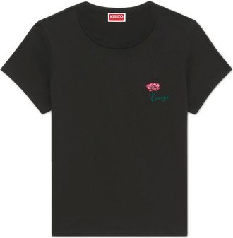 Kenzo Tops, Dames, Zwart, L, Katoen, Tulip small-fit T-shirt
