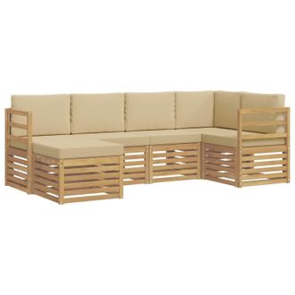 vidaXL Conjunto De Sof&aacute;s De Exterior 6 Pcs Y Beige Poli&eacute;ster Vidaxl
