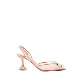 Amina Muaddi Pumps, female, Beige, Size: 11 US Begum 70 Mesh Slingback Pumps