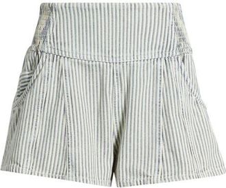 Free People Luna Railroad Stripe Cotton Shorts in Horizon Stripe at Nordstrom, Size X-Large