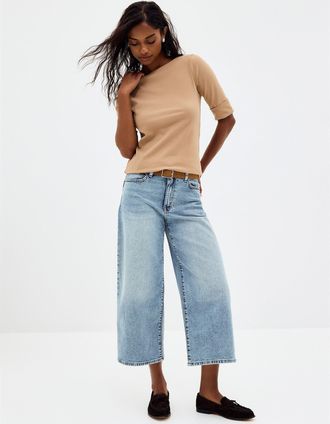 Lauren Ralph Lauren Womens Cropped faded jean Fit: Wide leg, high rise