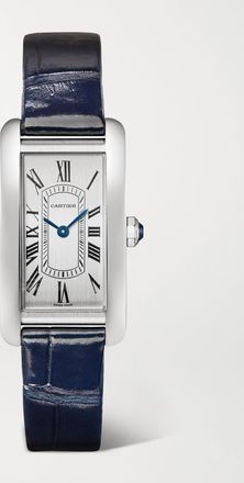Cartier Orologio 35 Mm In Acciaio Inossidabile Con Cinturino In Alligatore Tank Am&eacute;ricaine - Bianco