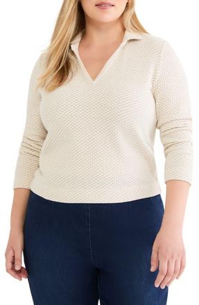 Nic+Zoe Textured Johnny Collar Long Sleeve Shirt in Neutral Multi at Nordstrom, Size 1 X