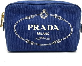 Prada Blue Canvas Pouch (Pre-Owned)