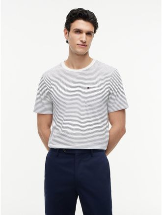 Tommy Hilfiger Mens Striped Pocket T-Shirt - White - XXXL