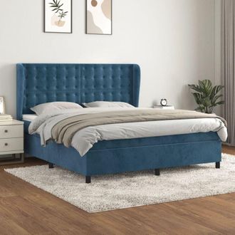 vidaXL Vidaxl - Cama Box Spring Con Colch&oacute;n Terciopelo Azul Oscuro 180x200 Cm