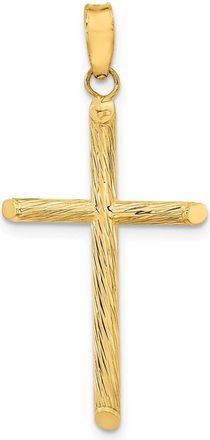 Diamond2Deal 14k Yellow Gold Polished & Textured Fancy Cross Pendant