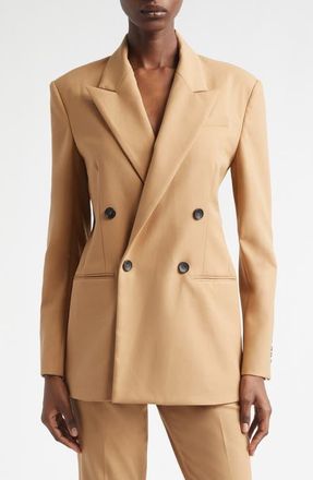 A.L.C. Calla Double Breasted Wool Blend Blazer in Desert Beige at Nordstrom, Size 14