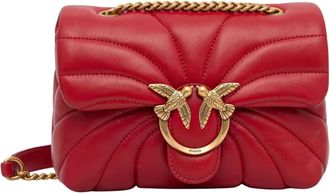 Pinko Love Puff Mini - Dames - Schoudertassen - Rood - ONE Size - Katoen - Tassen
