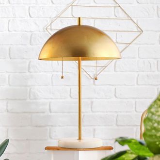 Jonathan Y Designs Ella 20.7 Dome Metal with Marble Base LED Table Lamp