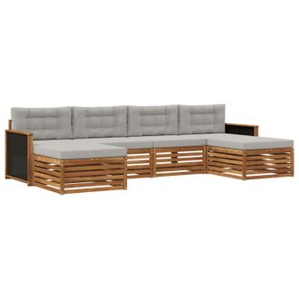 vidaXL Juegos De Sof&aacute;s Con Coj&iacute;n 6 Pcs Madera De Acacia S&oacute;lida Vidaxl