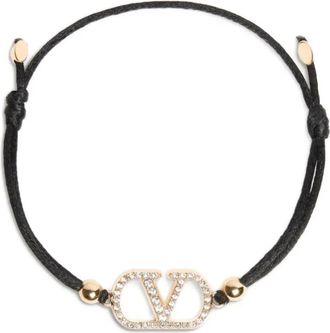 Valentino Garavani VLogo Signature Armband - Dames - Armbanden - Zwart - ONE Size - Katoen - Accessoires