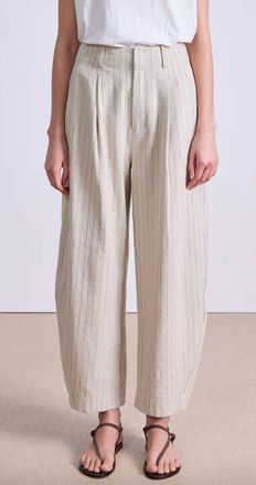 Apiece Apart Bari Crop Trouser In Striped Flax