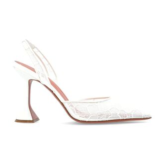 Amina Muaddi Pumps, female, White, Size: 8 1/2 US Holli Lace Sling 95