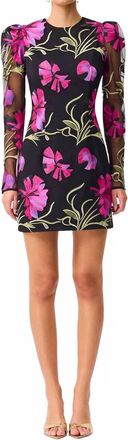 Elliatt Amaya Long Sleeve Mini Dress In Multi Floral