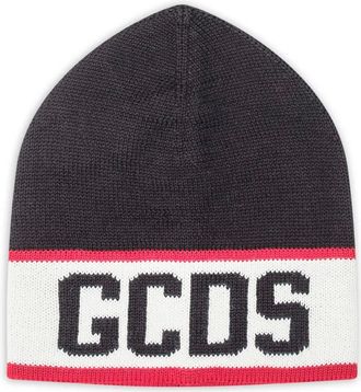 GCDS logo knit beanie - men - Wool/Acrylic - One Size - Black