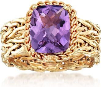 Ross-Simons Amethyst Woven Ring in 14kt Yellow Gold