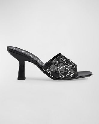 Gucci Demi Rhinestone Mesh Mule Sandals