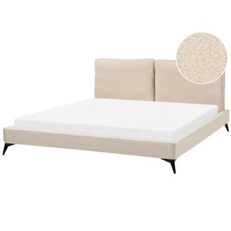 Beliani Cama Con Somier 180 X 200 Cm Moderna Tapizada Boucl&eacute; Base Listones Beige Melle