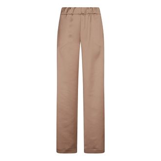 D.exterior Wide Trousers, female, Brown, Size: XS Palazzo Satin