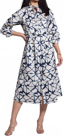 Nic+Zoe Fractured Lines Shirt Dress In Blue Multi