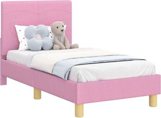 vidaXL Estructura De Cama Para Ni&ntilde;os Peque&ntilde;os Con Cabecera Rosa Tela Vidaxl