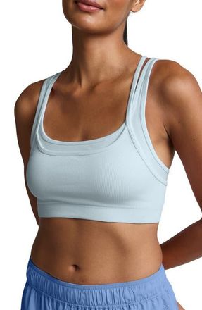 Beyond Yoga Seamless Moves Layered Sports Bra in Morning Sky Blue at Nordstrom, Size X-Large