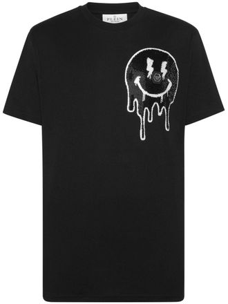 Philipp Plein T-shirt verfraaid met stras - Zwart