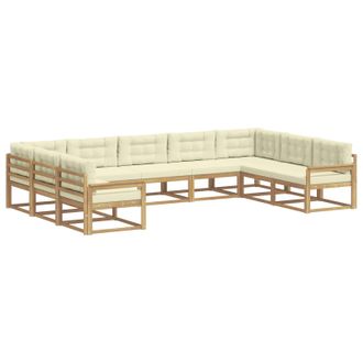 vidaXL Conjunto De Sof&aacute;s De Exterior 9 Uds. Blanco Y Crema Vidaxl