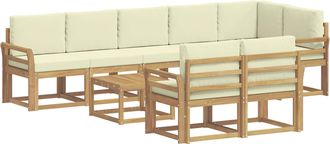 vidaXL Conjunto De Sof&aacute;s De Exterior 9 Uds. Blanco Y Crema Poli&eacute;ster Vidaxl