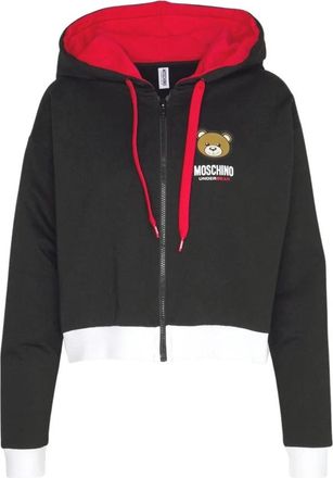 Moschino Teddybeer Logo Zip Hoodie - Dames - Vesten met rits - Zwart - M - Katoen - Hoodies & sweatvesten