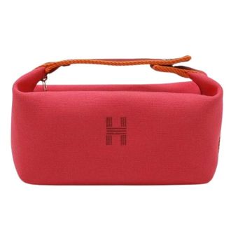 Herm&egrave;s Pre-owned Canvas Black PM Cosmetic Pouch - Dames - Pre-owned - Roze - Maat: ONE Size