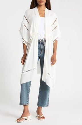 Vince Camuto Crinkle Cinched Waist Duster in Bright White at Nordstrom Rack